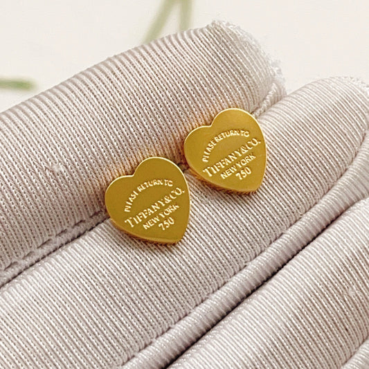 Tiffany & Co. Gold Brass Heart Earrings