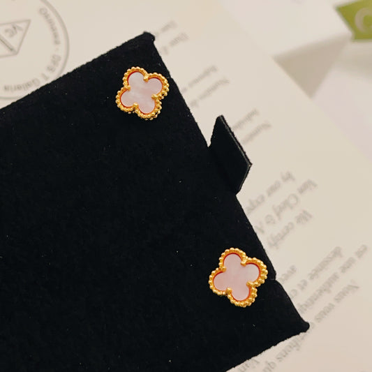 Van Cleef & Arpels Pink Brass Clover Earrings