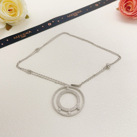 Messika Silver Brass Pave Necklace