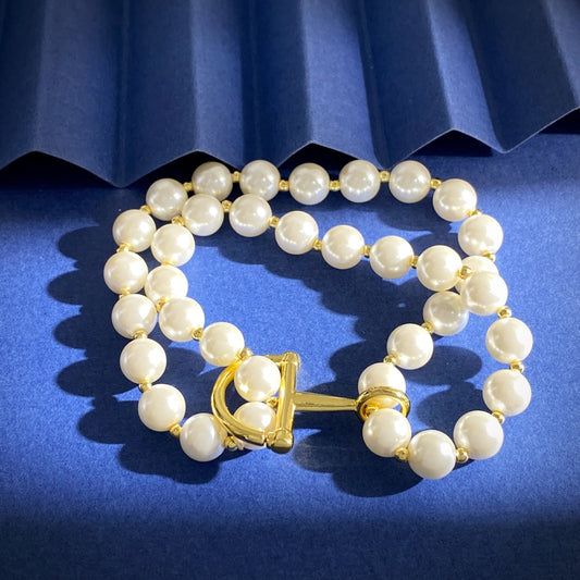 Gucci Silver Brass Pearl Bracelet