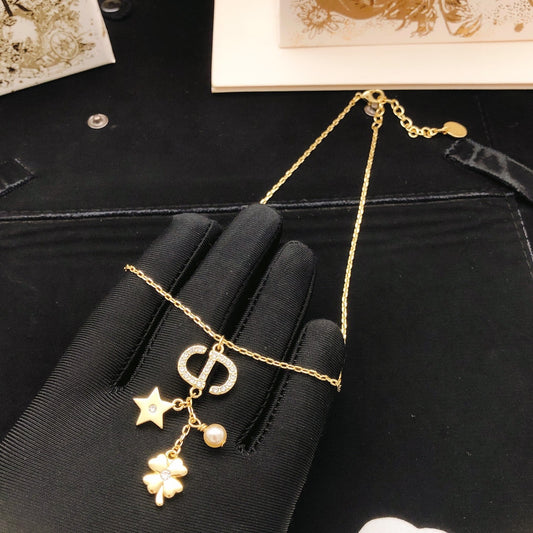Dior Brass Clover Necklace
