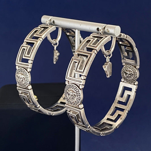 Versace Silver Brass Medusa Earrings
