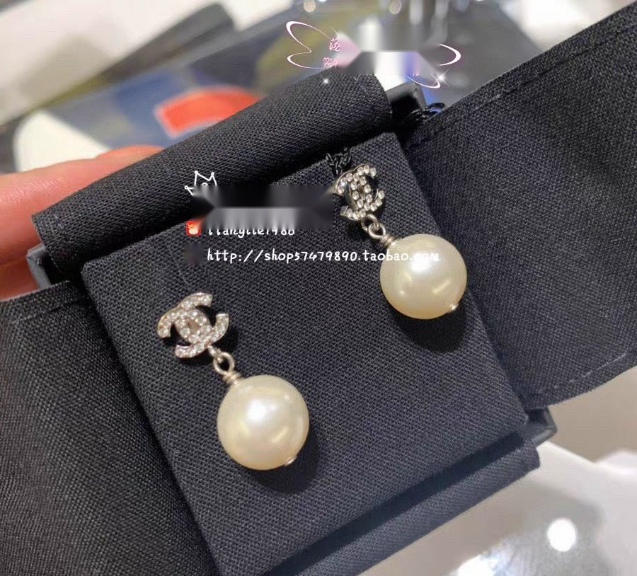 Chanel Silver Pearl Earrings