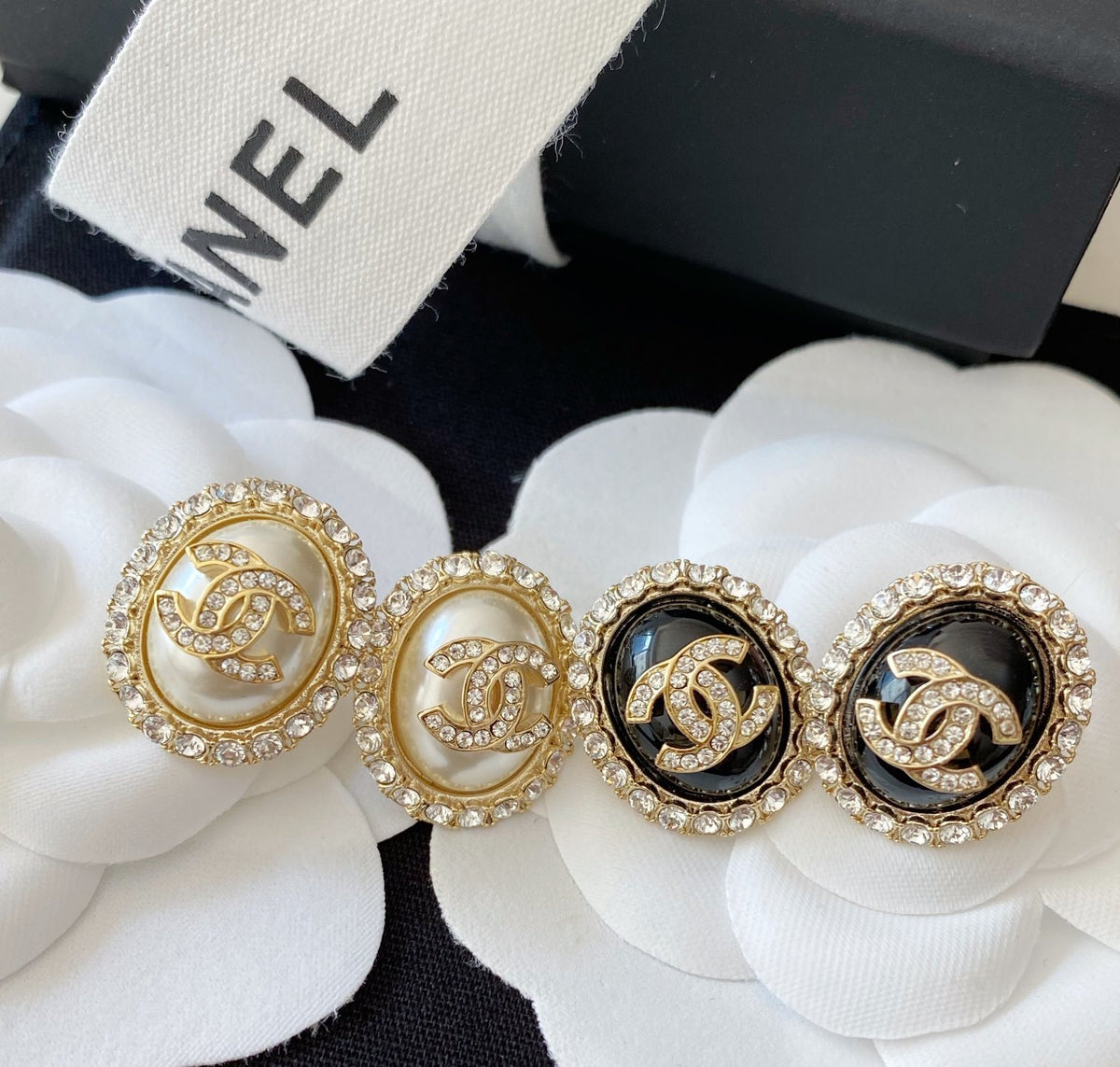 Chanel Black Pearl Earrings