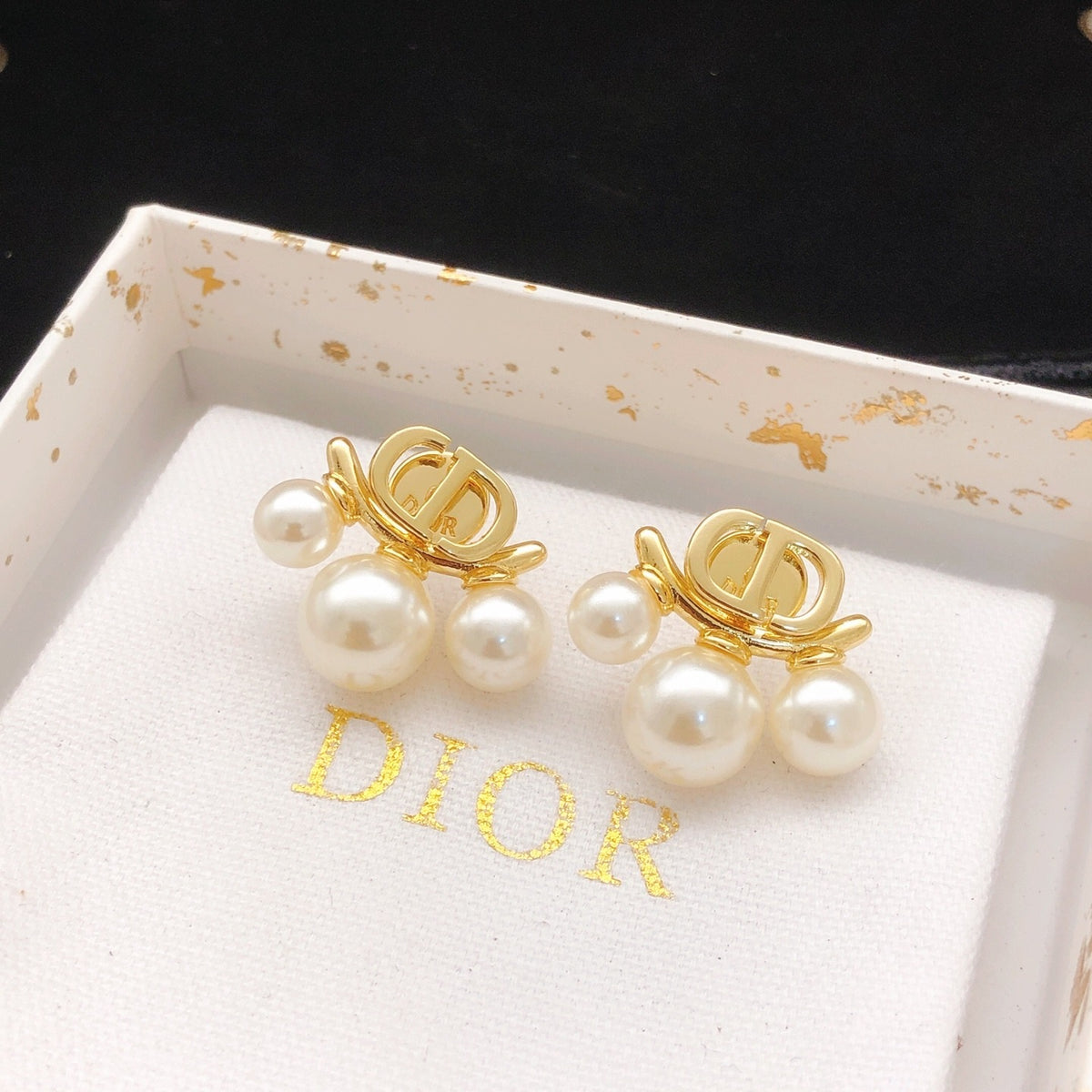 Dior Brass Pearl Earrings