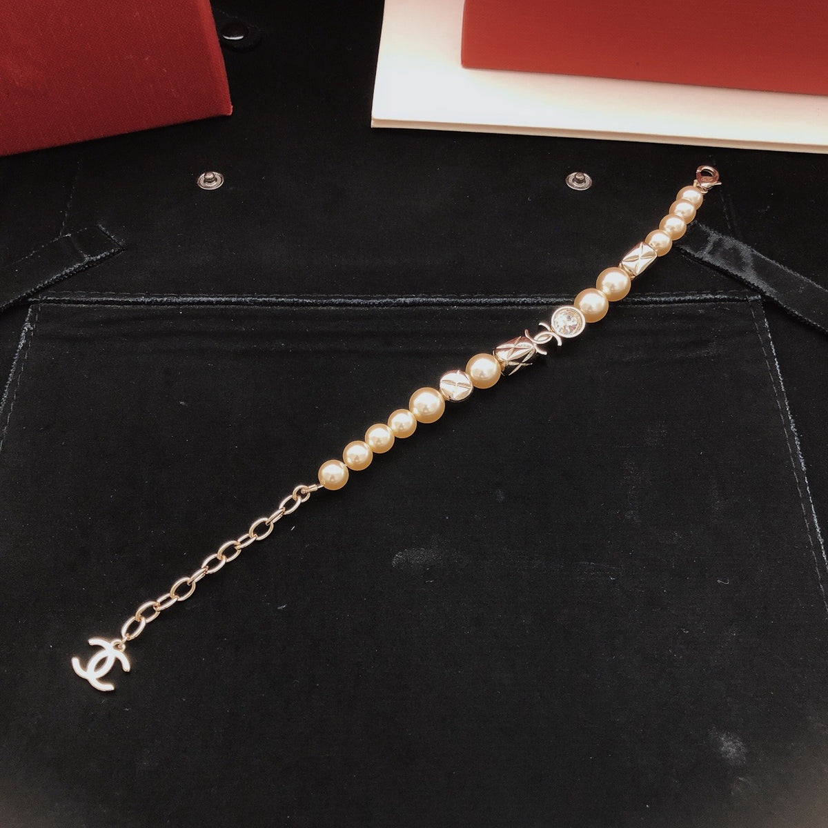 Chanel Brass Pearl Bracelet