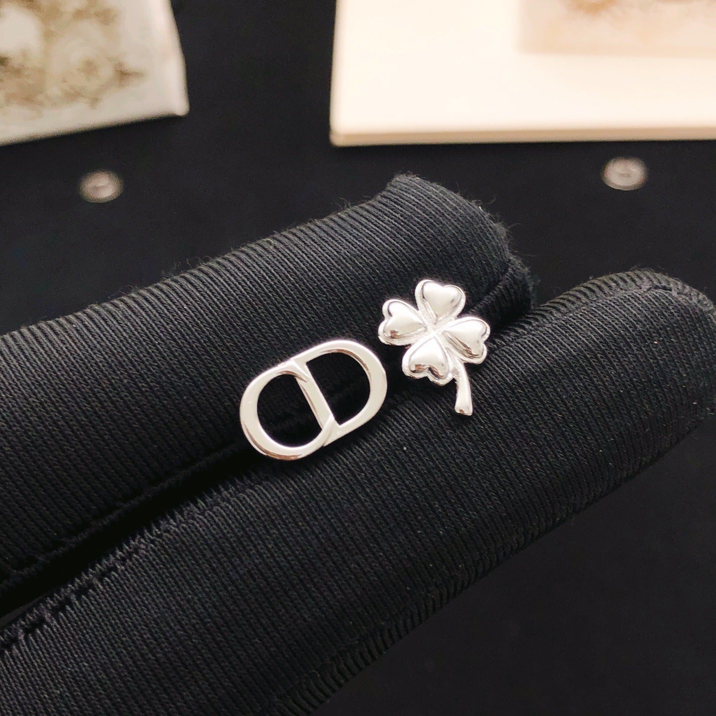 Dior Silver Brass Clover Earrings