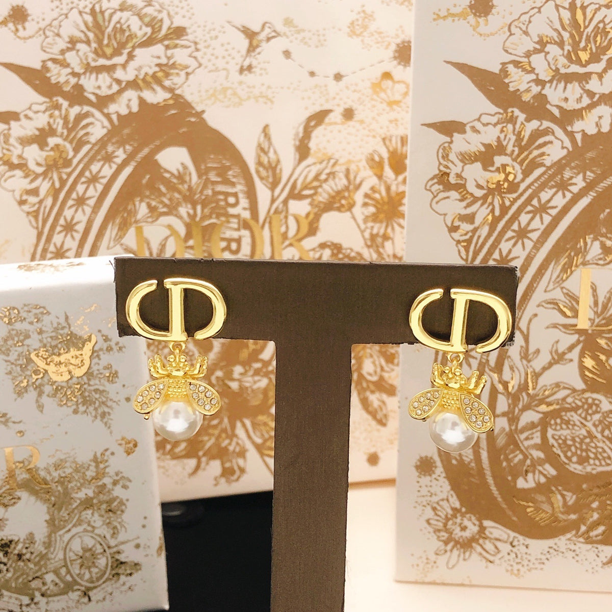 Dior Brass Bee Earrings