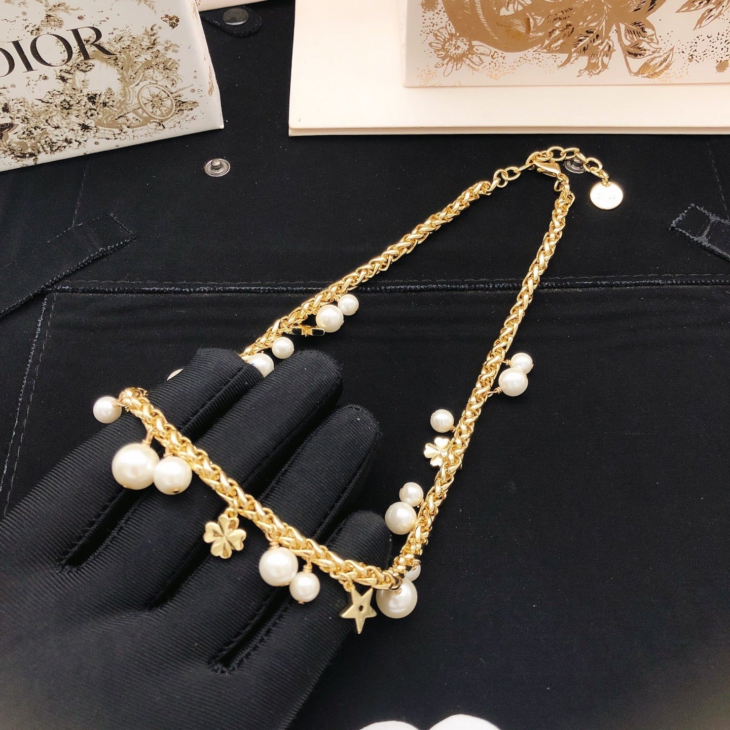 Dior Brass Pearl Necklace