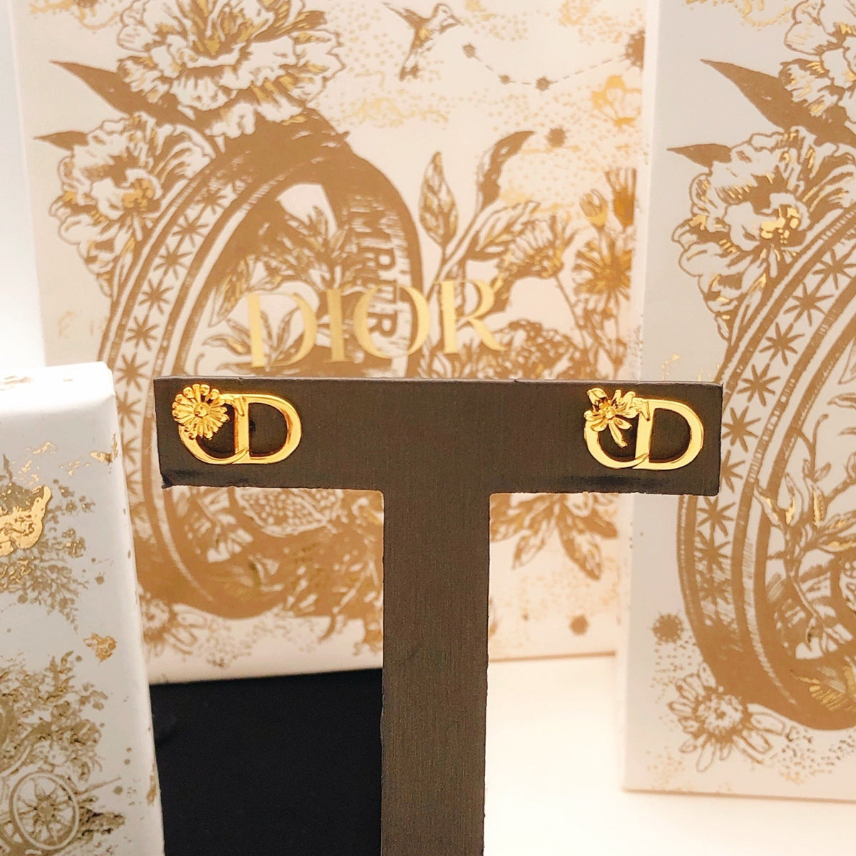 Dior Brass Sunburst Earrings