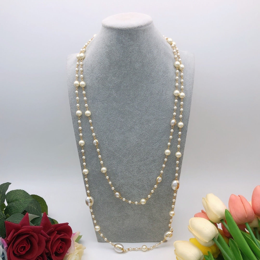 Chanel Brass Pearl Necklace