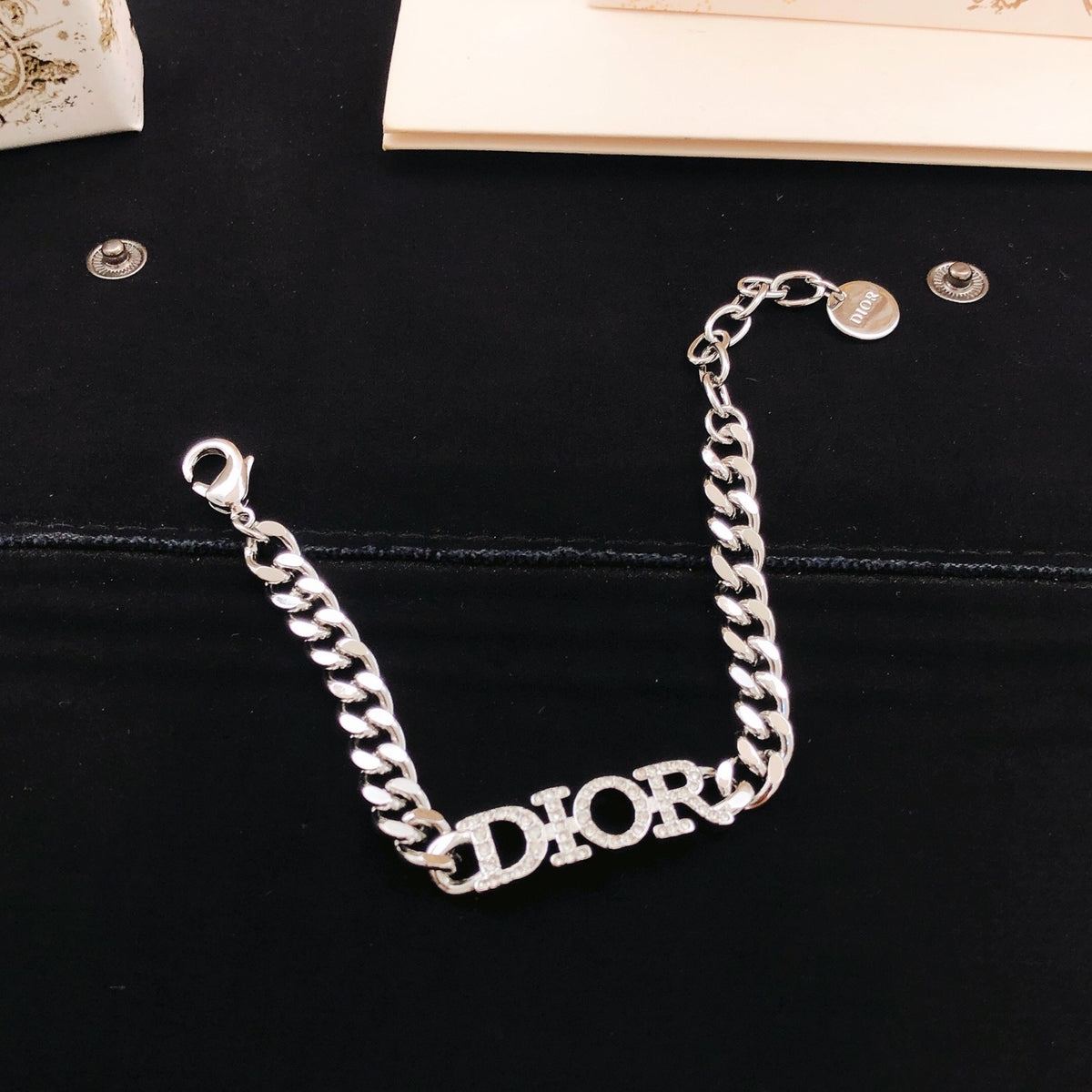 Dior Silver Brass Logo Bracelet