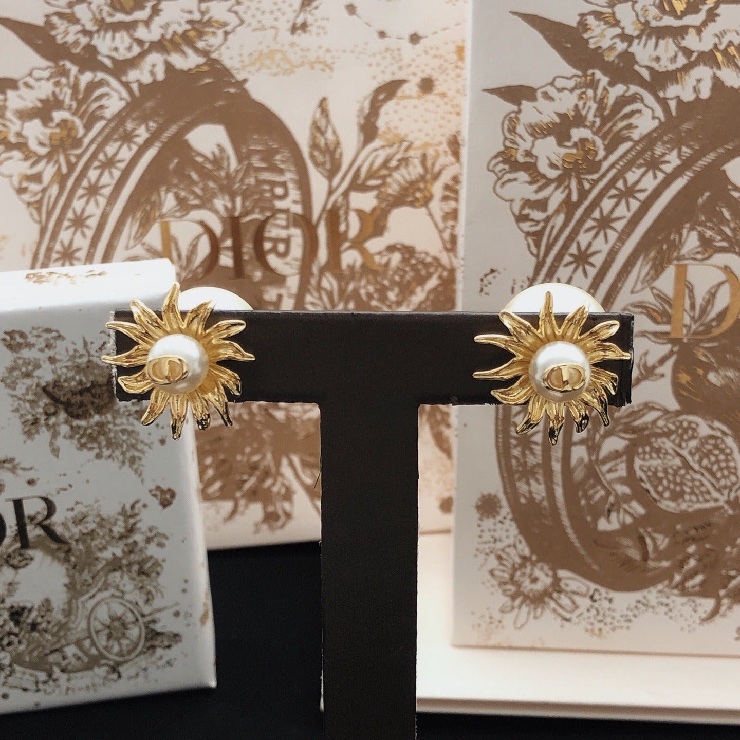 Dior Brass Floral Earrings