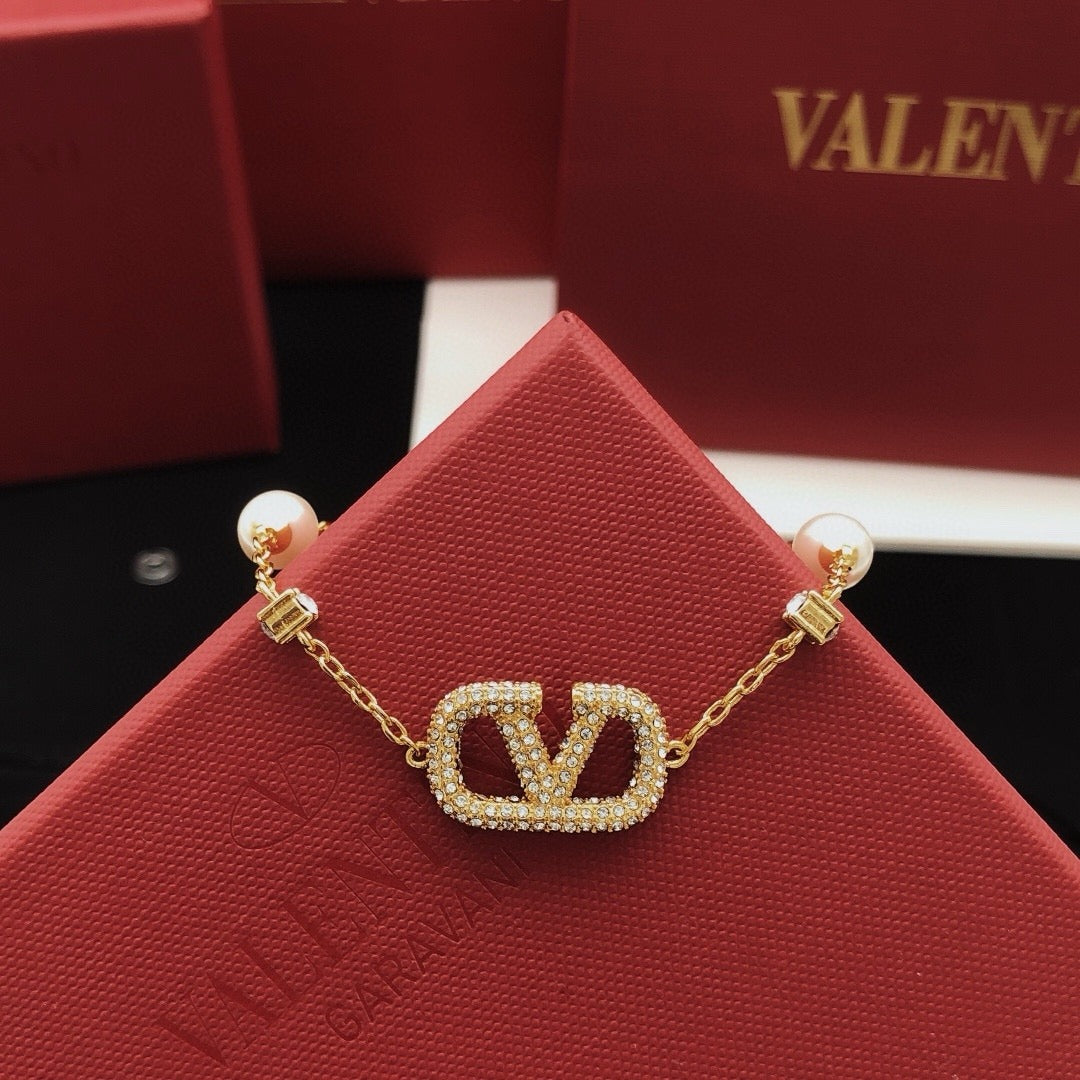 Valentino Brass Pearl Bracelet