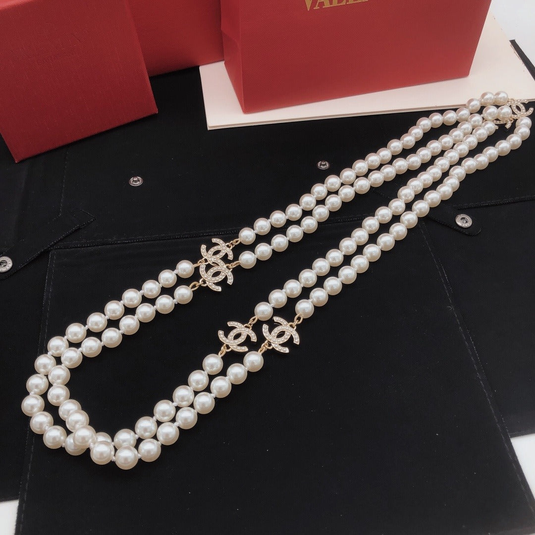 Chanel Brass Pearl Necklace