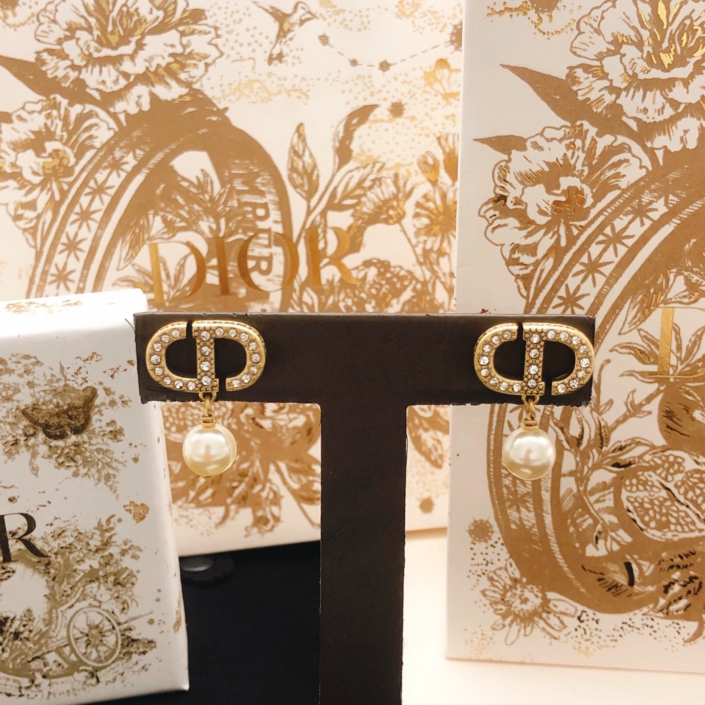 Dior Brass Pearl Earrings