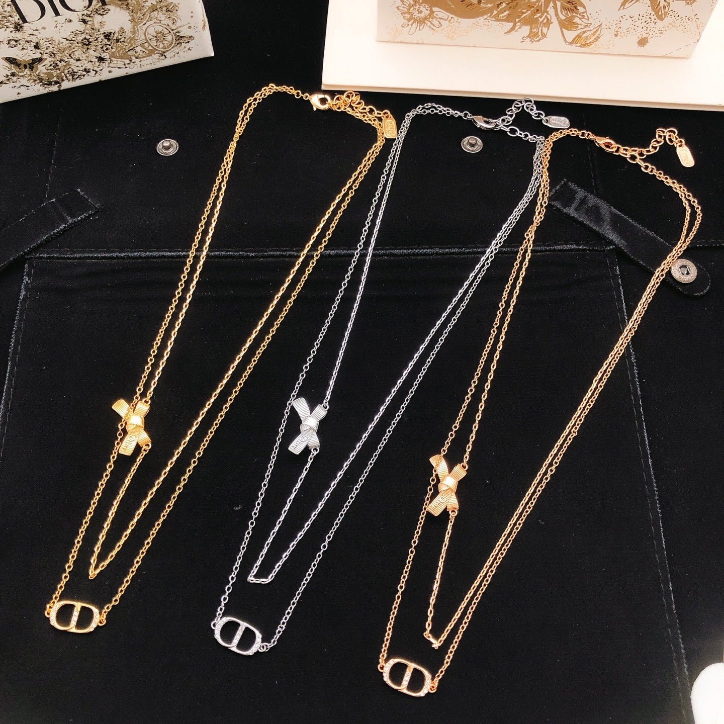 Dior Brass Bow Necklace