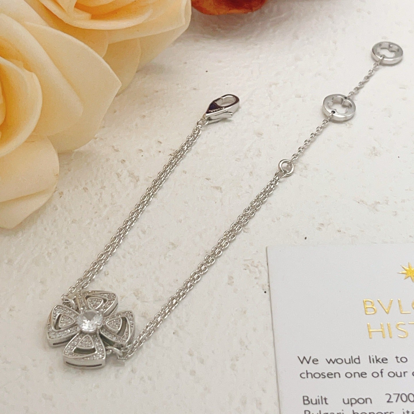 Bvlgari Silver Brass Solitaire Necklace