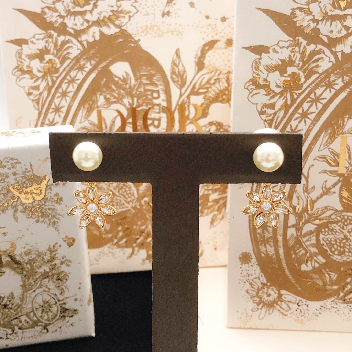 Dior Brass Sunburst Earrings