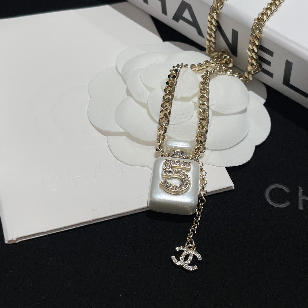 Chanel White Brass Necklace