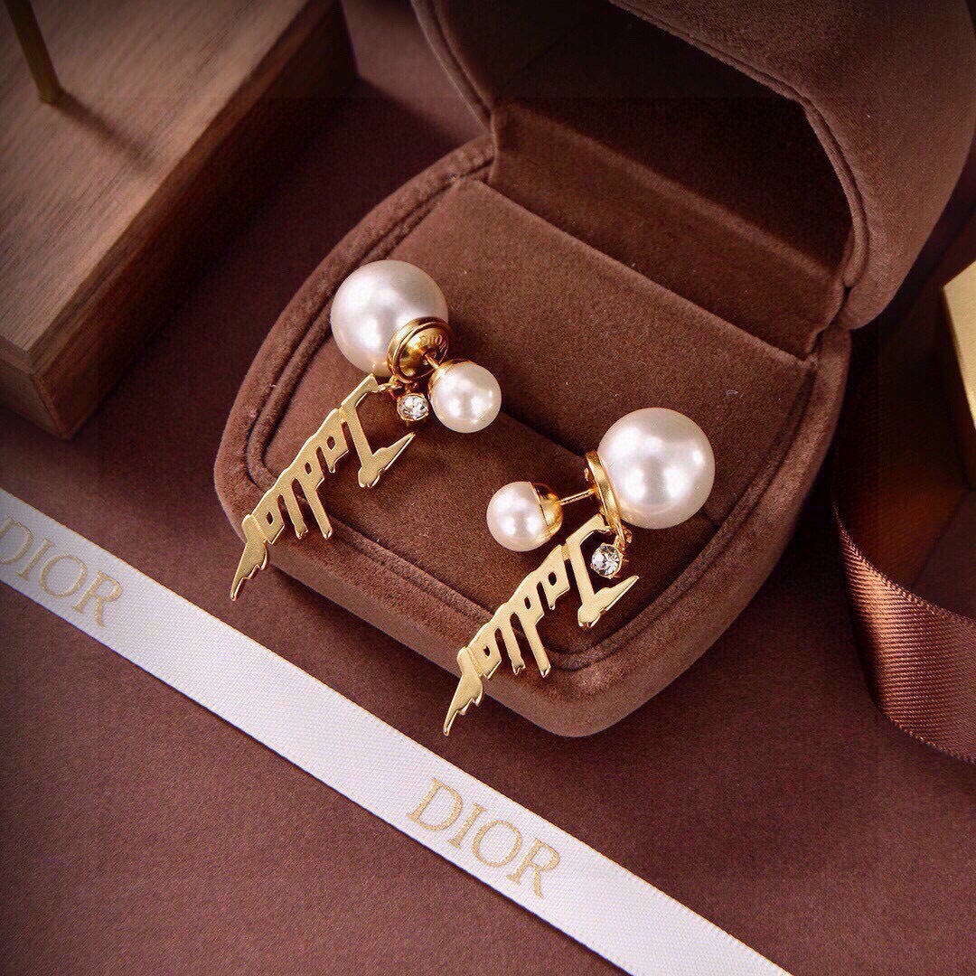 Dior Brass Pearl Earrings