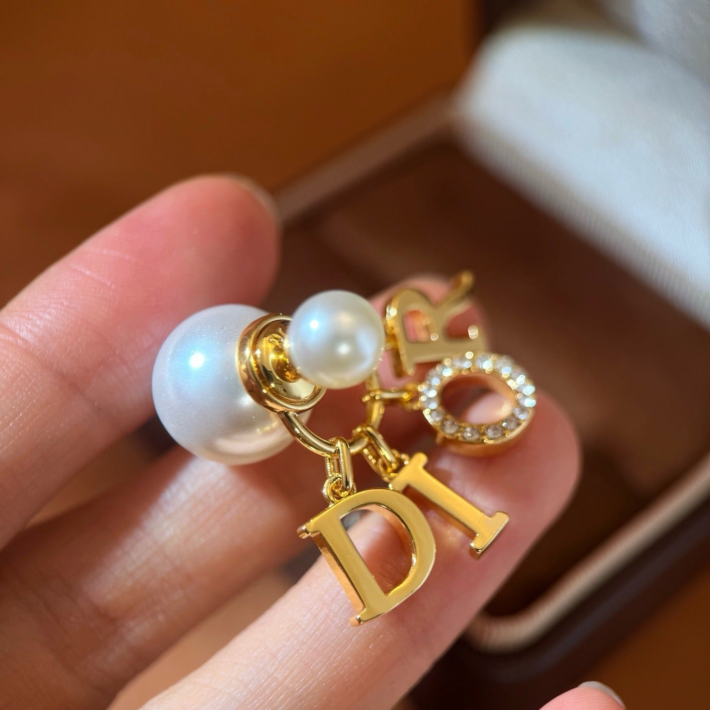 Dior Gold Brass Pearl Earrings