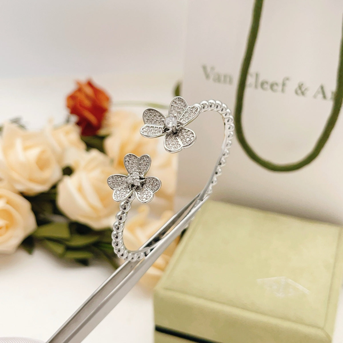 Van Cleef & Arpels Silver Brass Pearl Bracelet
