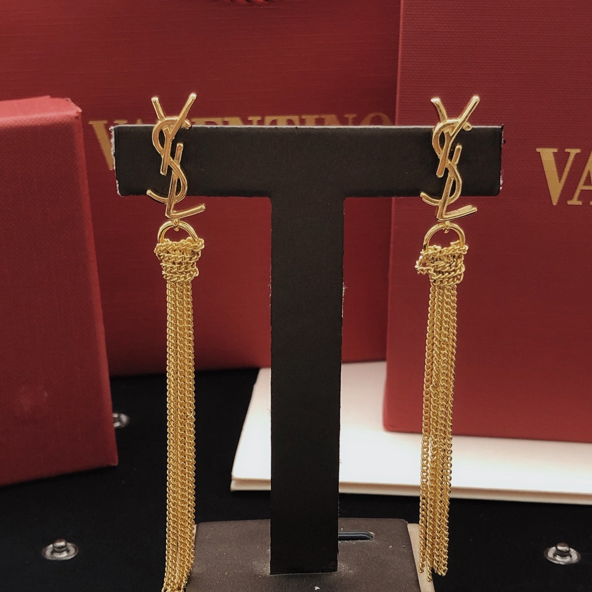 Saint Laurent Brass Tassel Earrings