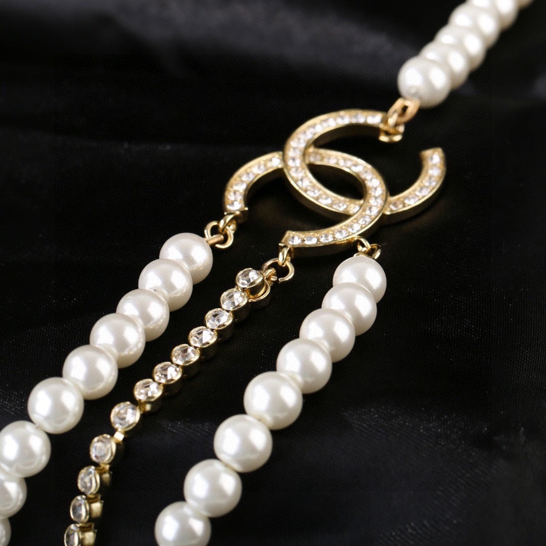 Chanel Brass Pearl Necklace