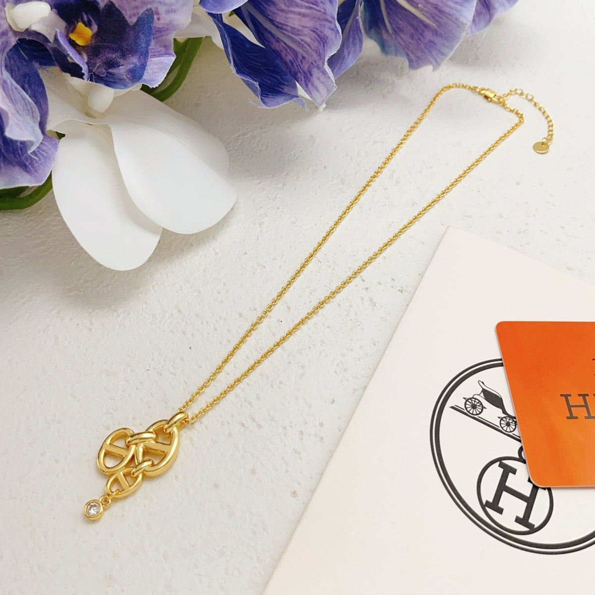 Hermes Gold Brass Tassel Necklace