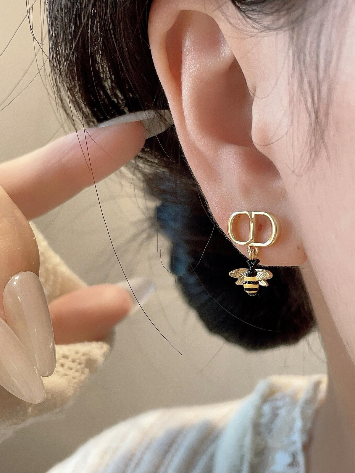 Dior Brass Pearl Earrings