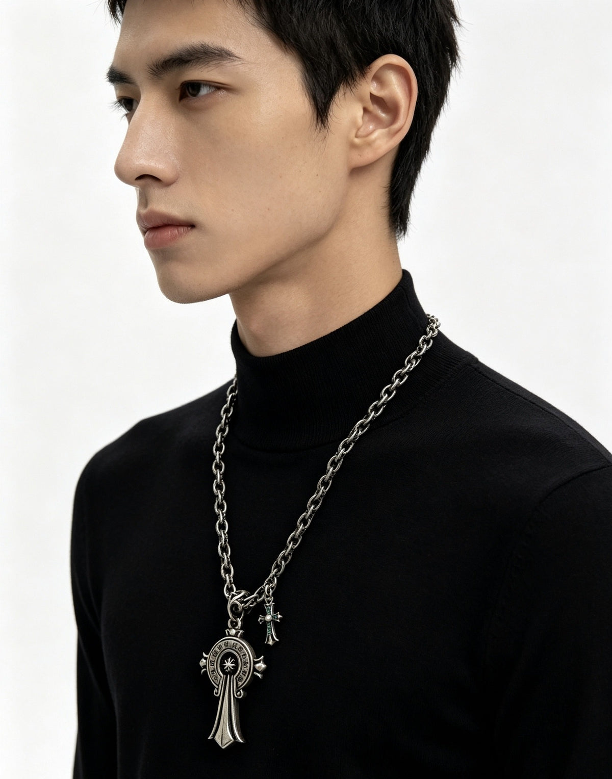 Chrome Hearts Sterling Silver Cross Necklace