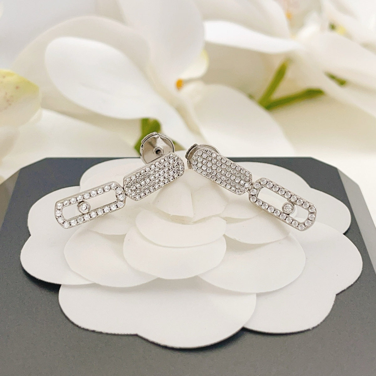Messika Silver Brass Pave Earrings