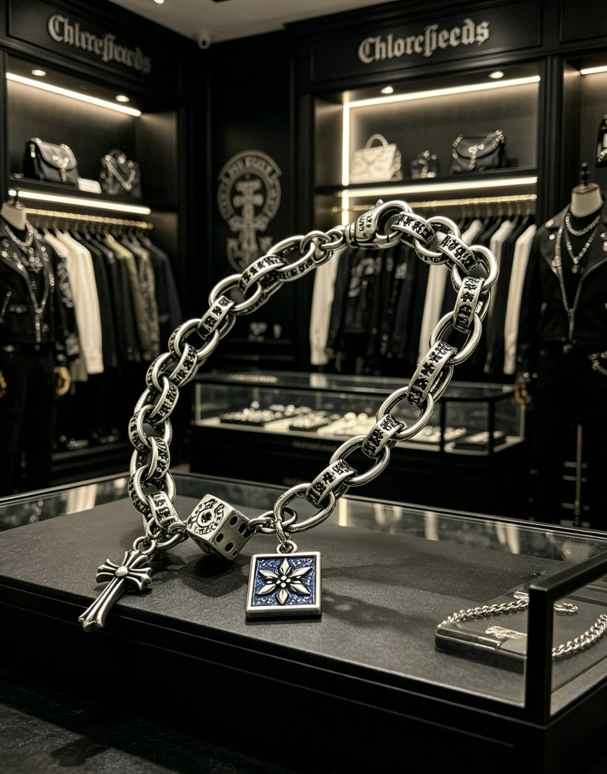 Chrome Hearts Sterling Silver Cross Bracelet