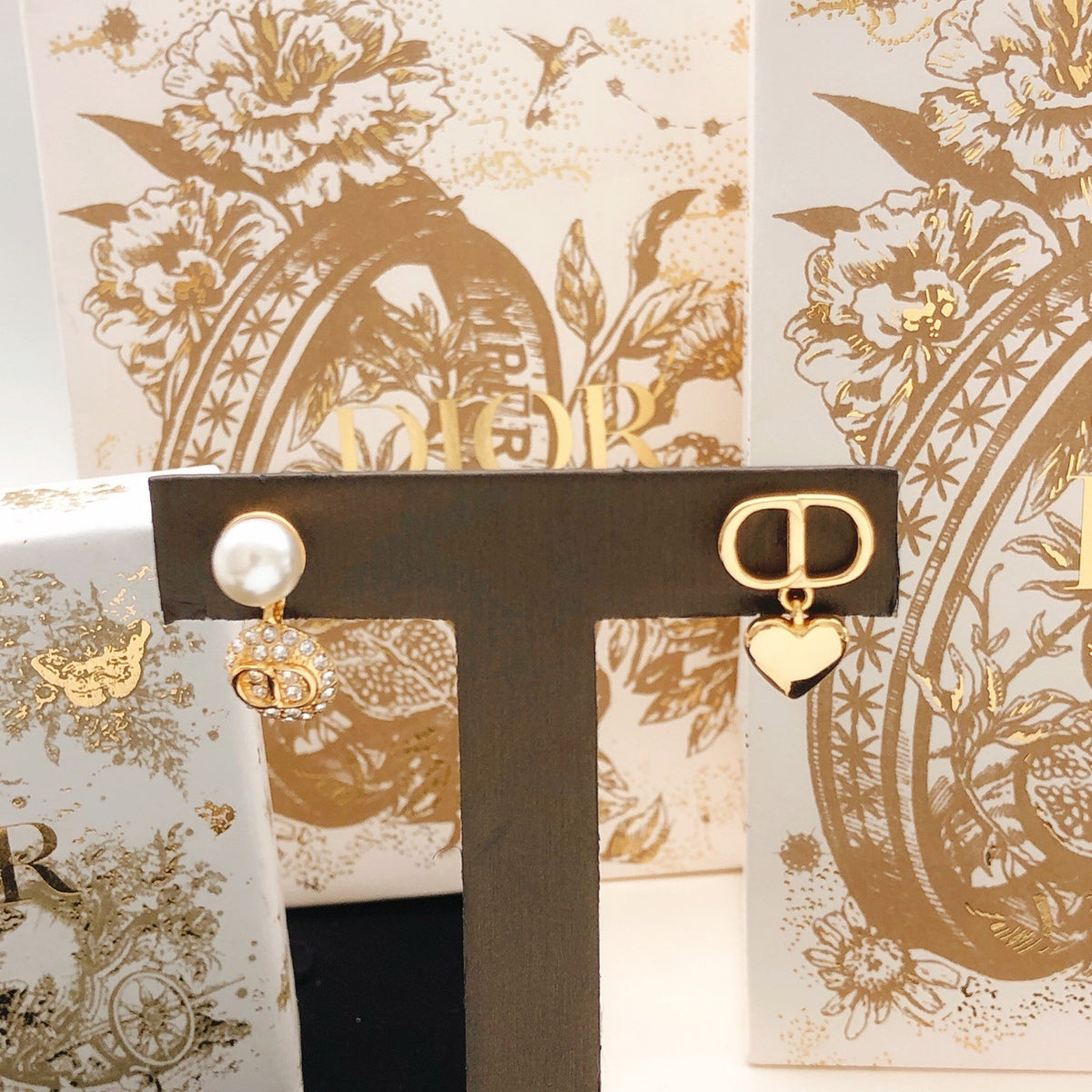 Dior Gold Brass Heart Earrings