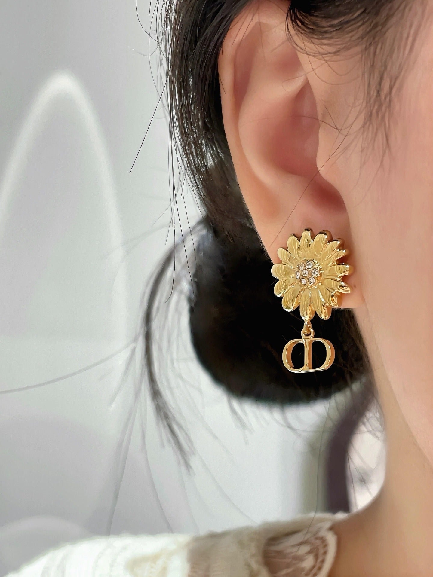 Dior Brass Pearl Earrings