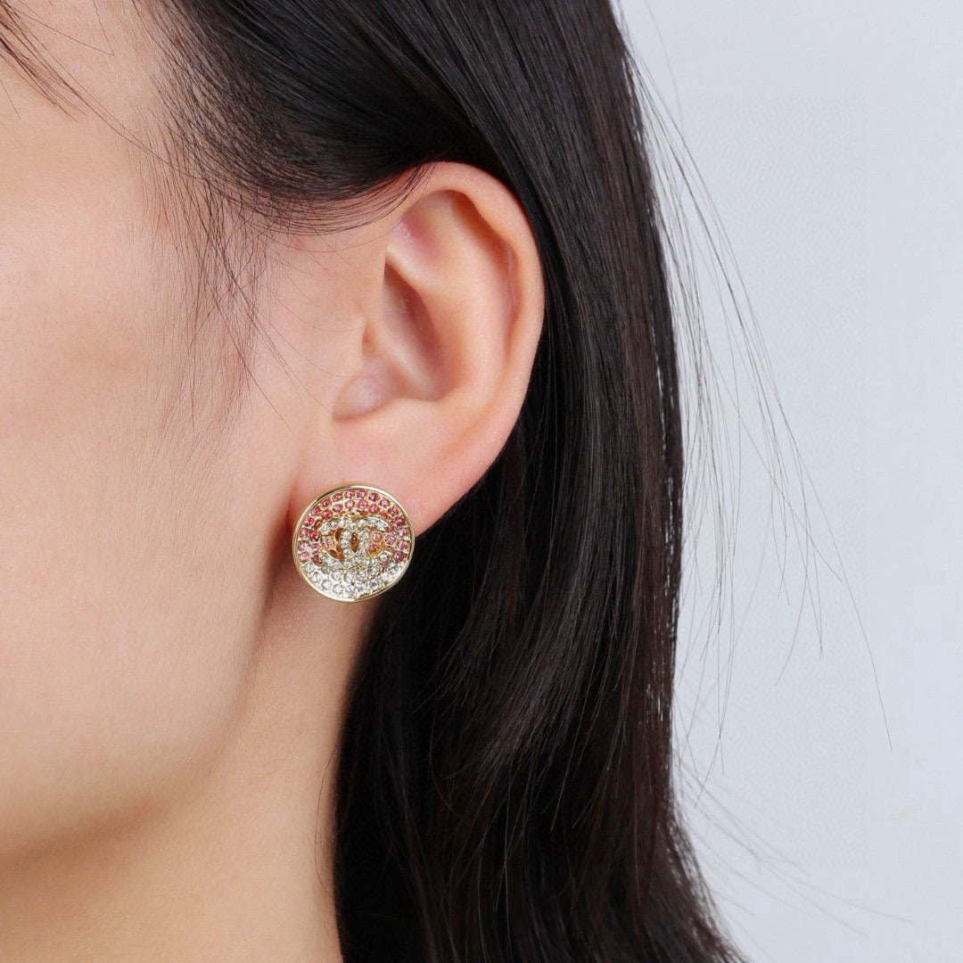 Chanel Pink Brass Earrings