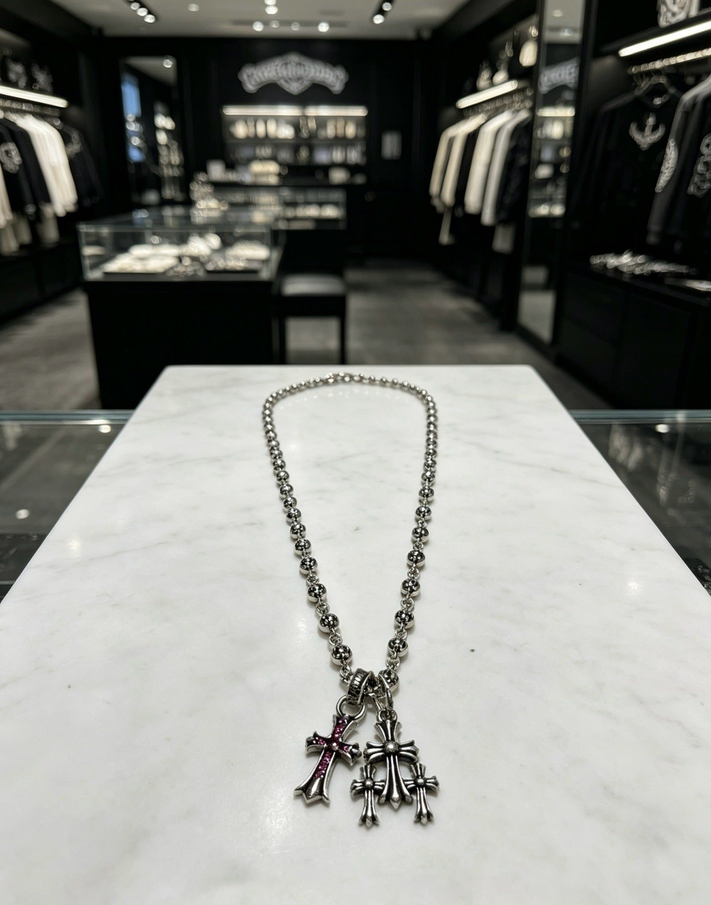 Chrome Hearts Sterling Silver Cross Necklace