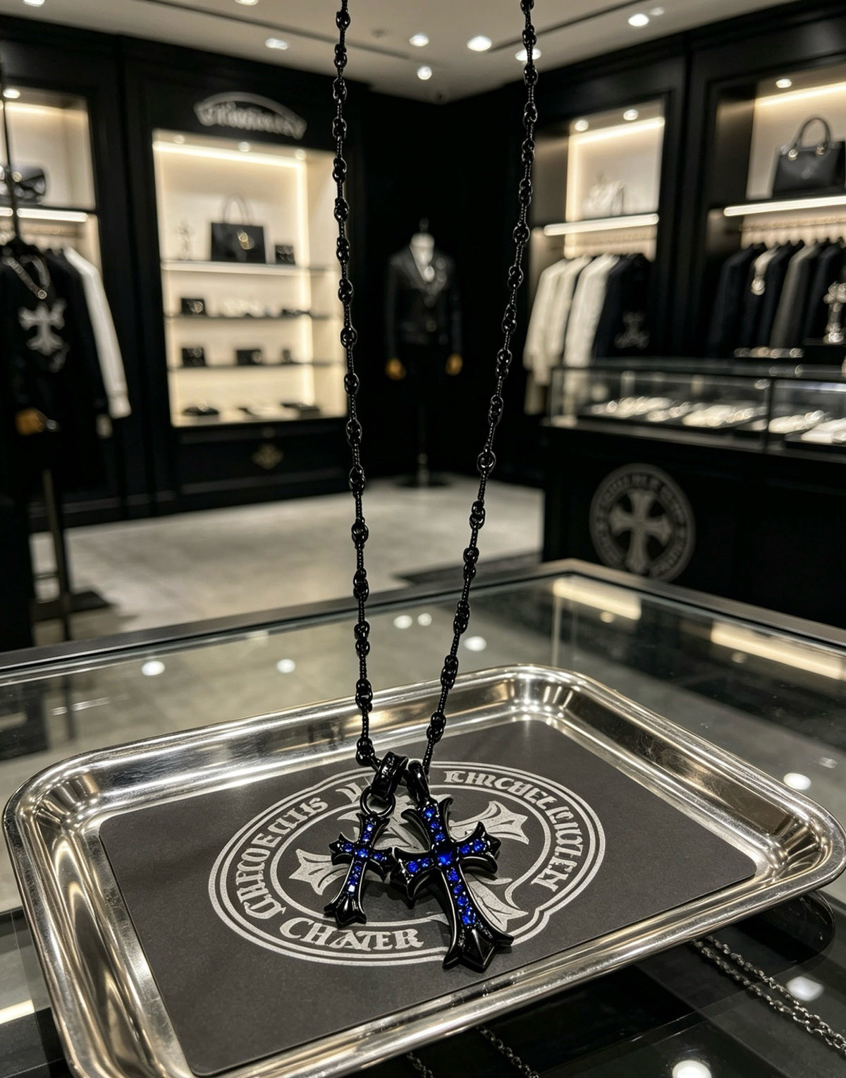 Chrome Hearts Sterling Silver Cross Necklace