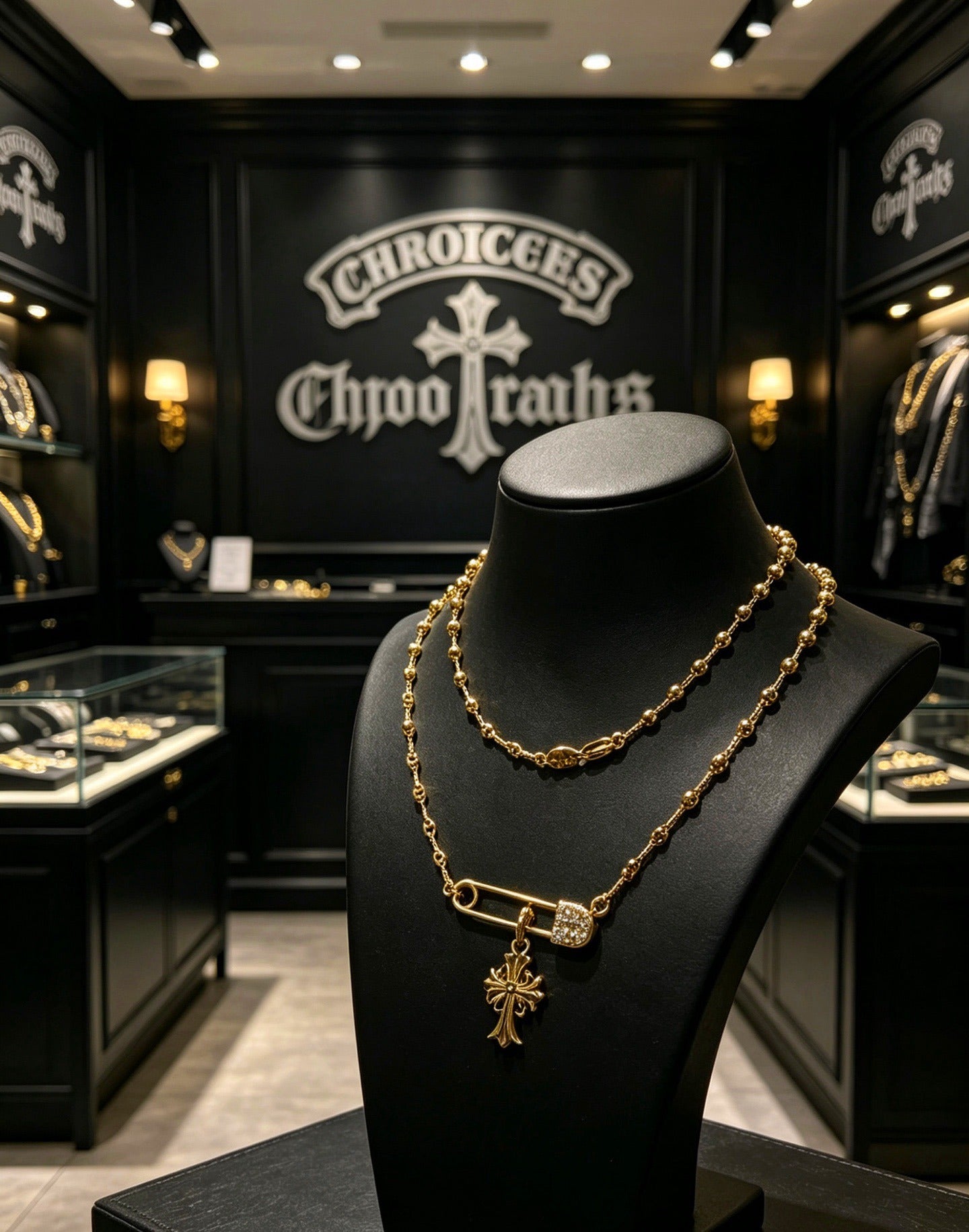 Chrome Hearts Sterling Silver Cross Necklace