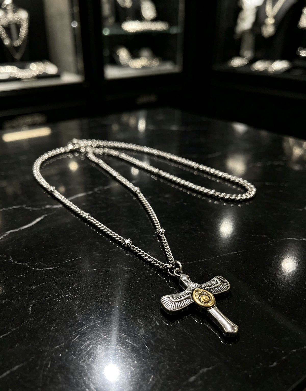 Chrome Hearts Sterling Silver Cross Necklace