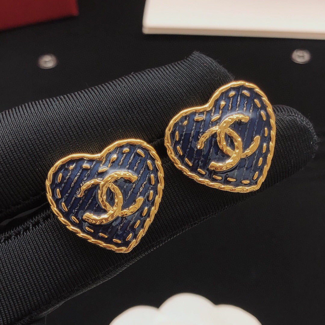 Chanel Brass Heart Earrings