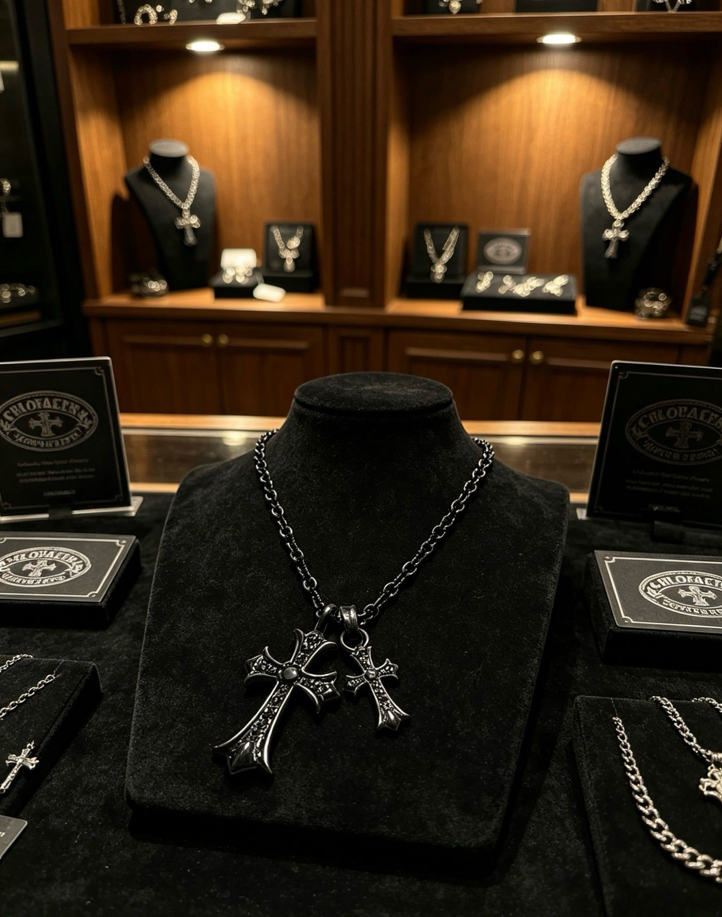 Chrome Hearts Sterling Silver Cross Necklace