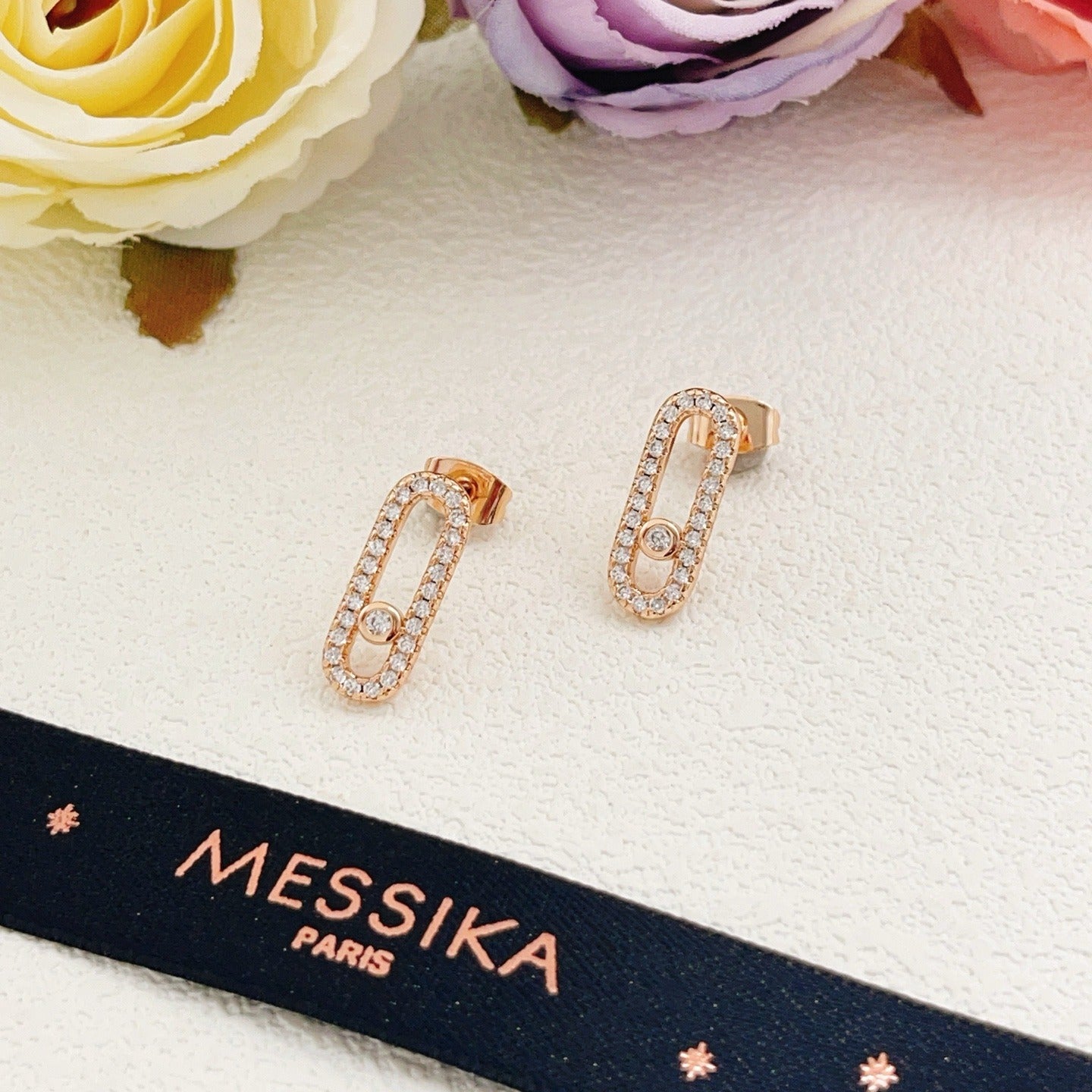 Messika Brass Pave Earrings
