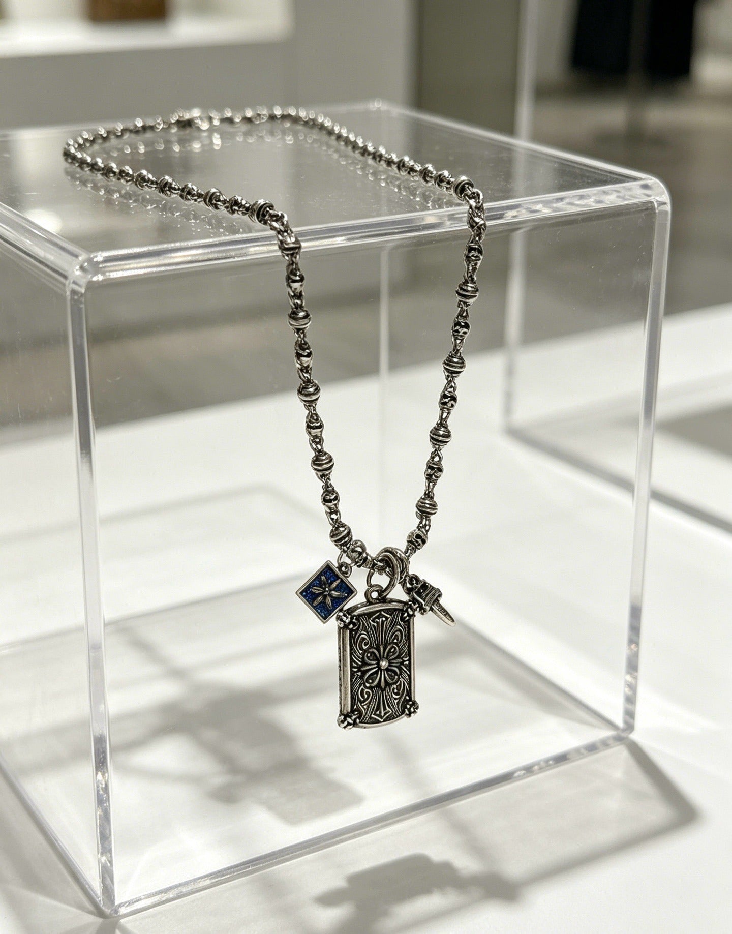 Chrome Hearts Sterling Silver Cross Necklace