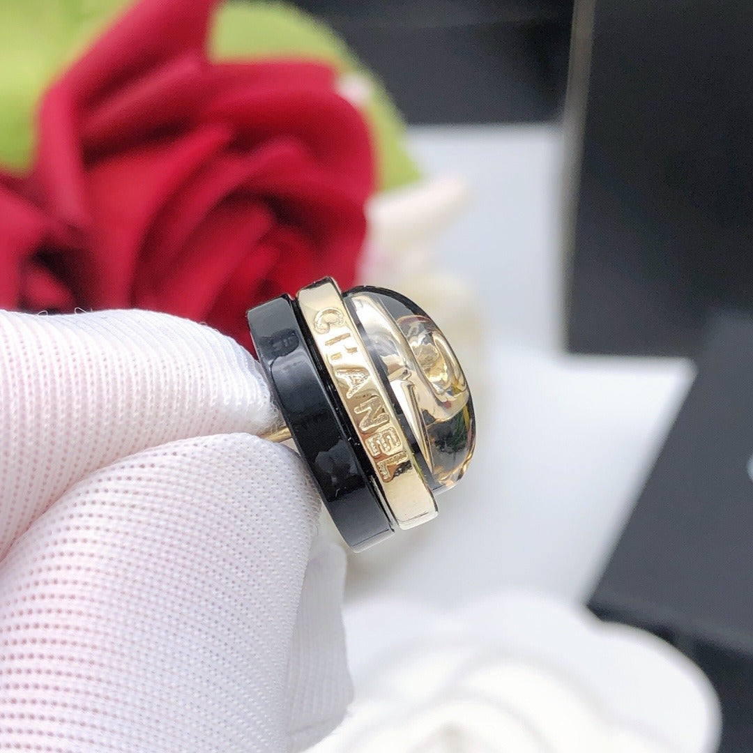 Chanel Black Brass Round Earrings