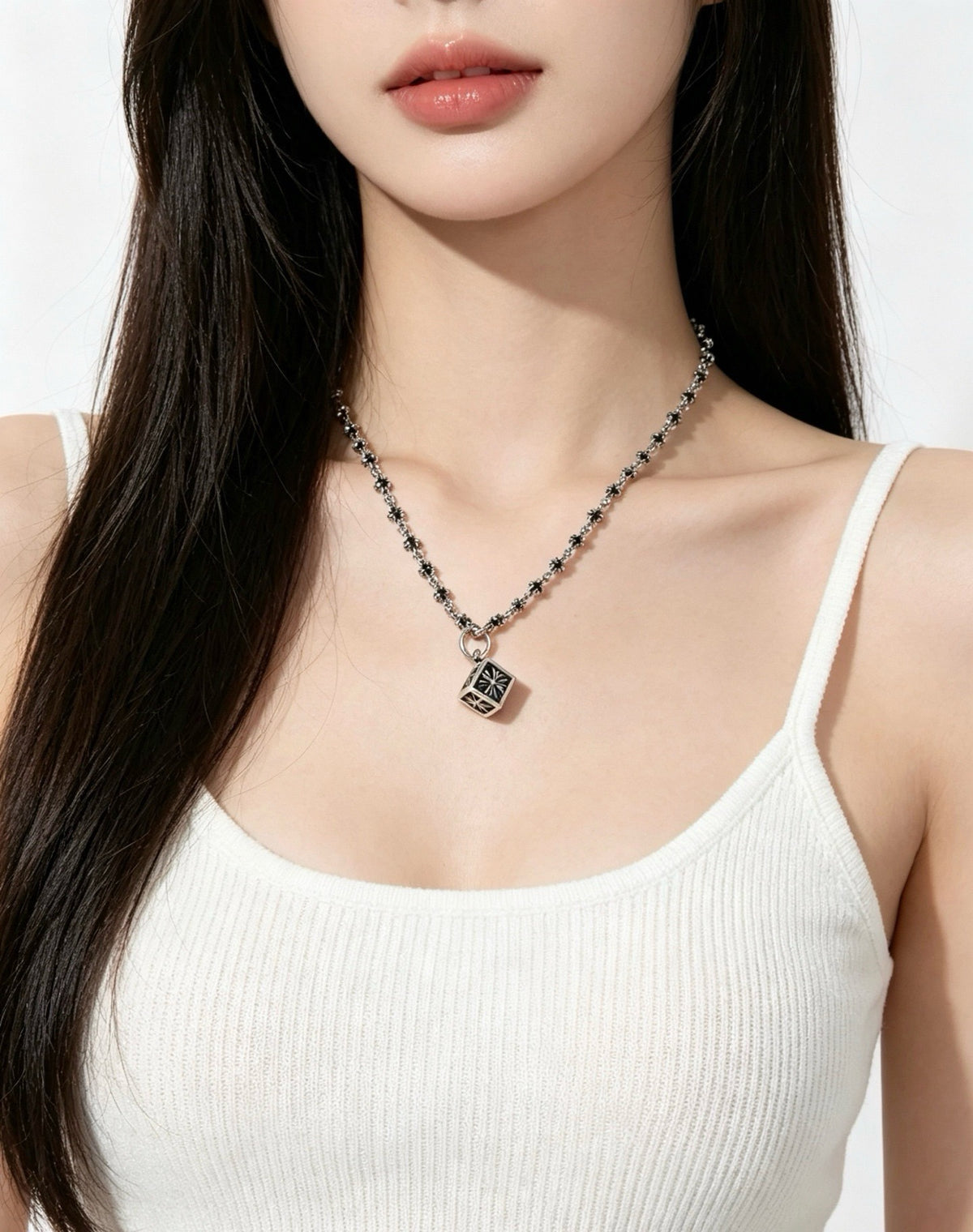Chrome Hearts Sterling Silver Cross Necklace