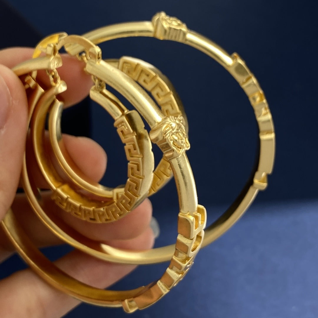 Versace Brass Logo Earrings