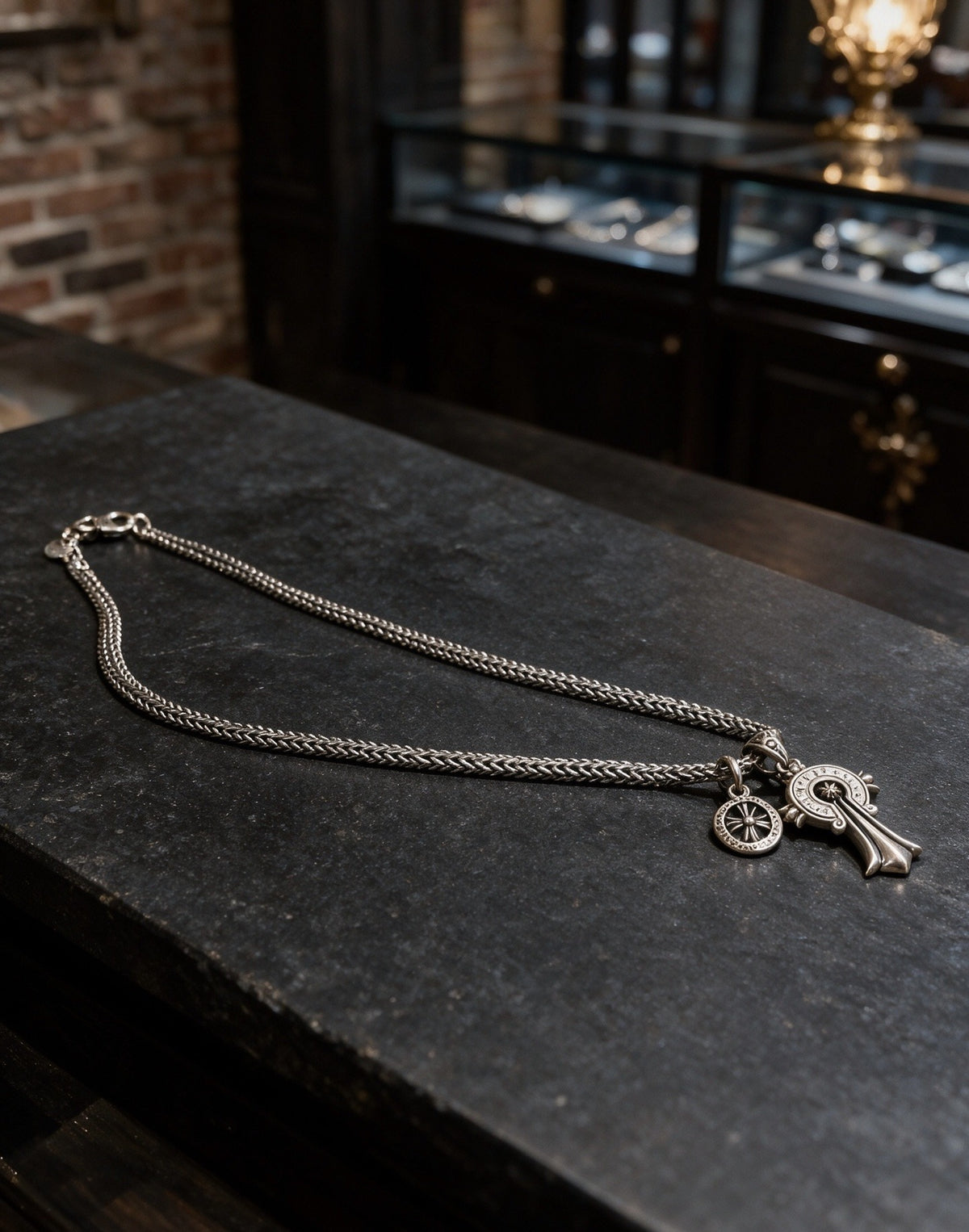 Chrome Hearts Sterling Silver Cross Necklace