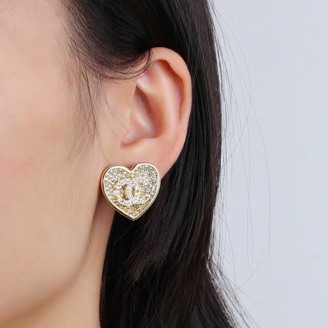 Chanel Brass Heart Earrings
